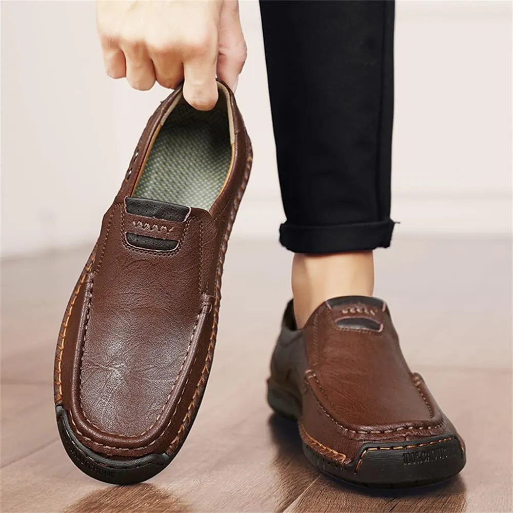 Genuine Leather Men's Handmade Slip on Loafers Soft Breathable Walking Driving Shoes