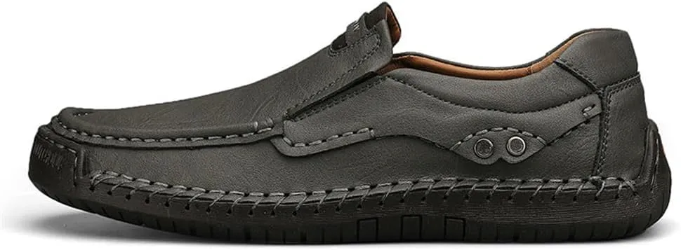 Genuine Leather Men's Handmade Slip on Loafers Soft Breathable Walking Driving Shoes