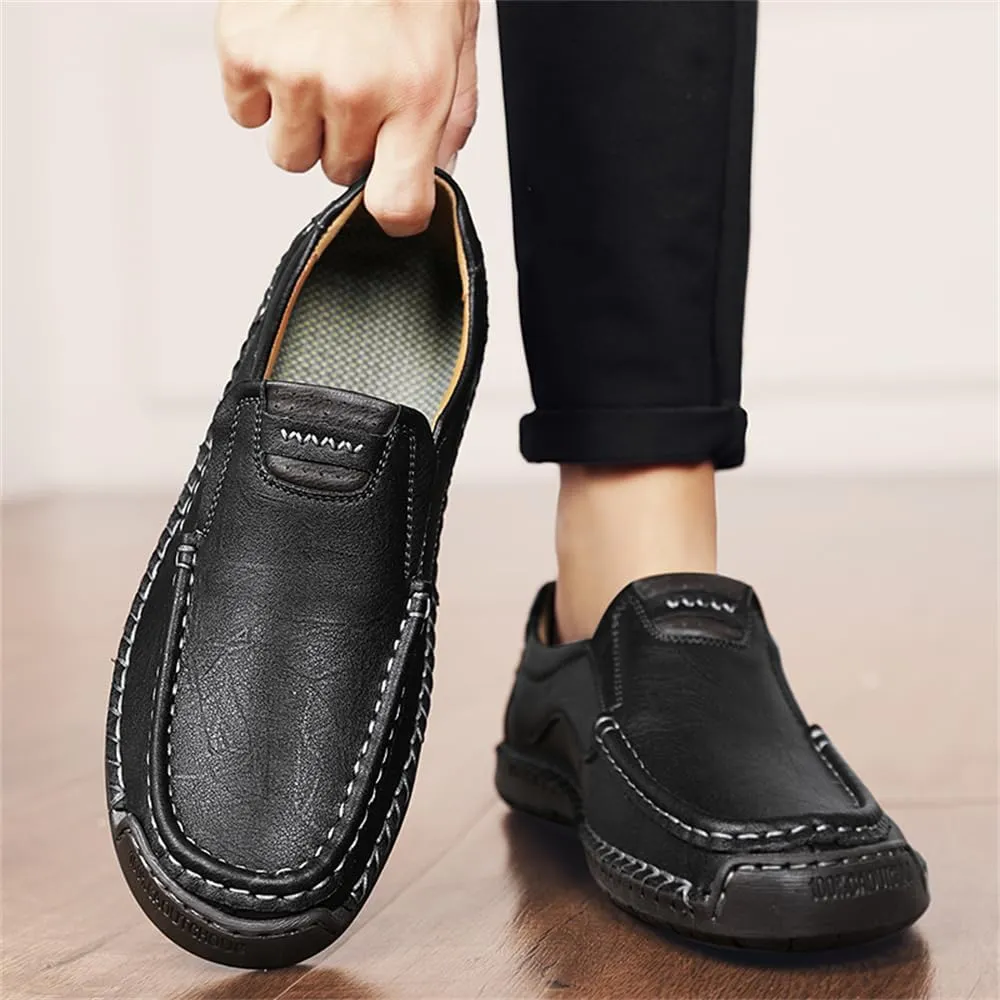 Genuine Leather Men's Handmade Slip on Loafers Soft Breathable Walking Driving Shoes