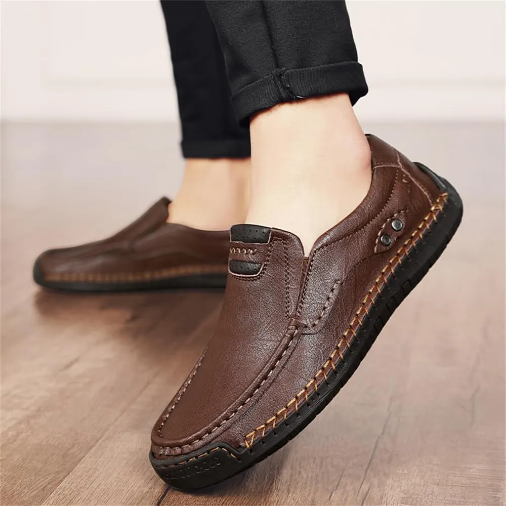 Genuine Leather Men's Handmade Slip on Loafers Soft Breathable Walking Driving Shoes