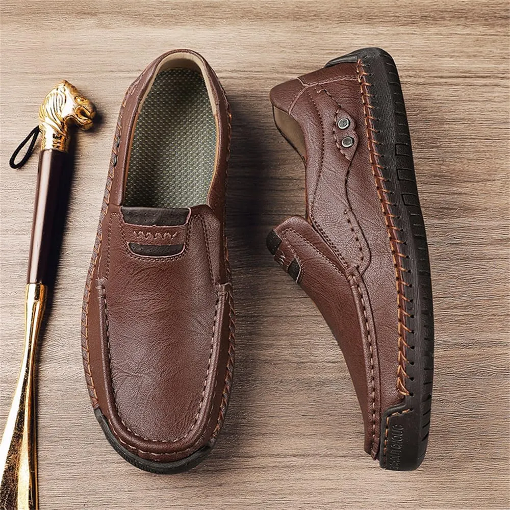 Genuine Leather Men's Handmade Slip on Loafers Soft Breathable Walking Driving Shoes