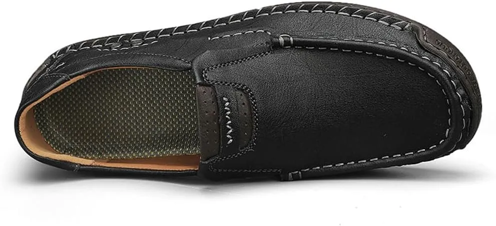 Genuine Leather Men's Handmade Slip on Loafers Soft Breathable Walking Driving Shoes