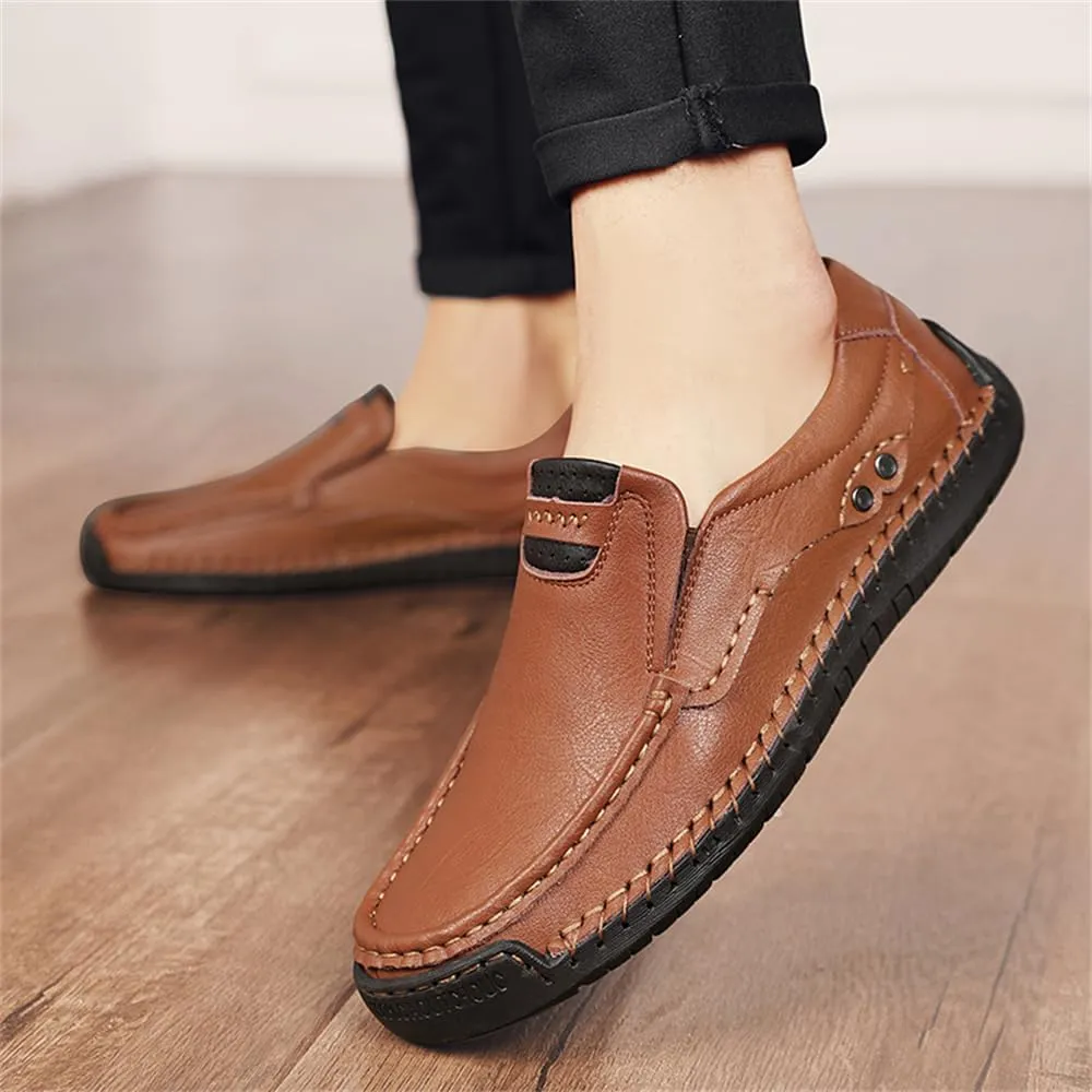 Genuine Leather Men's Handmade Slip on Loafers Soft Breathable Walking Driving Shoes