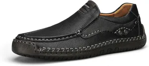 Genuine Leather Men's Handmade Slip on Loafers Soft Breathable Walking Driving Shoes