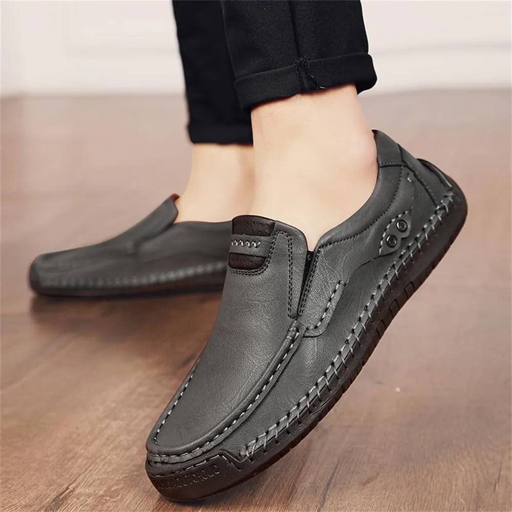 Genuine Leather Men's Handmade Slip on Loafers Soft Breathable Walking Driving Shoes
