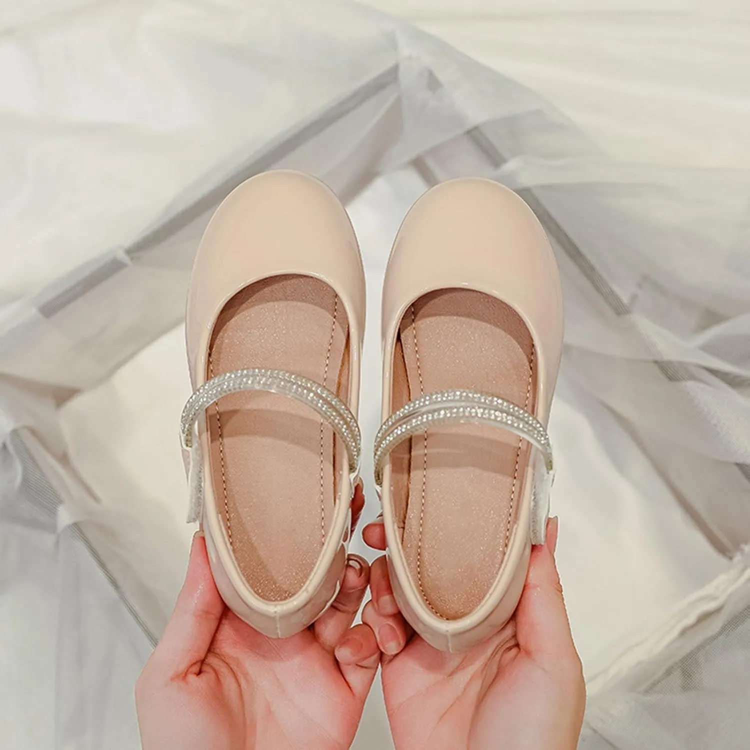 Girls Dress Shoes Ballerina Flat𝐬 Kids Toddler Mary Jane Low Heels Leather Student 𝗨niform Shoes for School