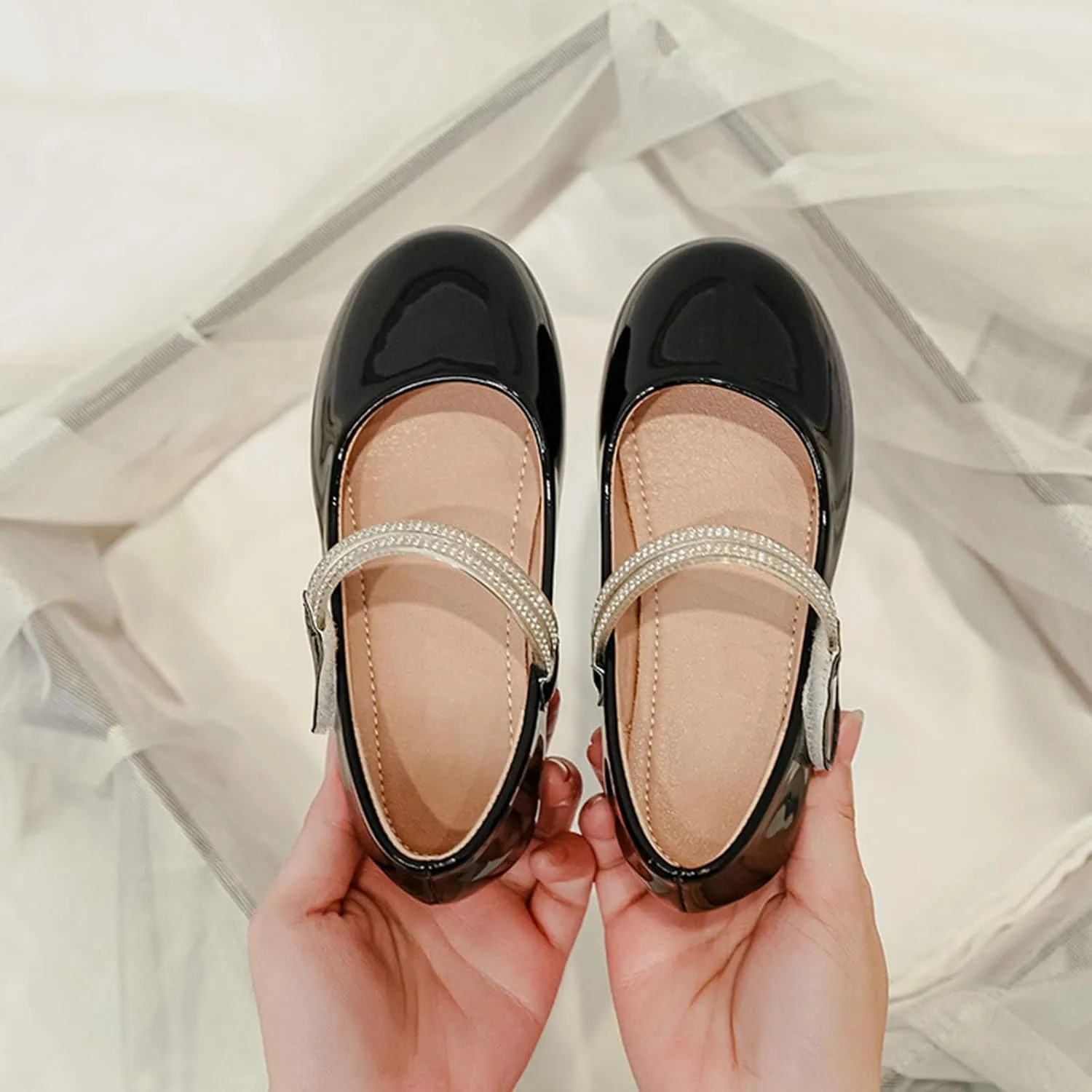 Girls Dress Shoes Ballerina Flat𝐬 Kids Toddler Mary Jane Low Heels Leather Student 𝗨niform Shoes for School