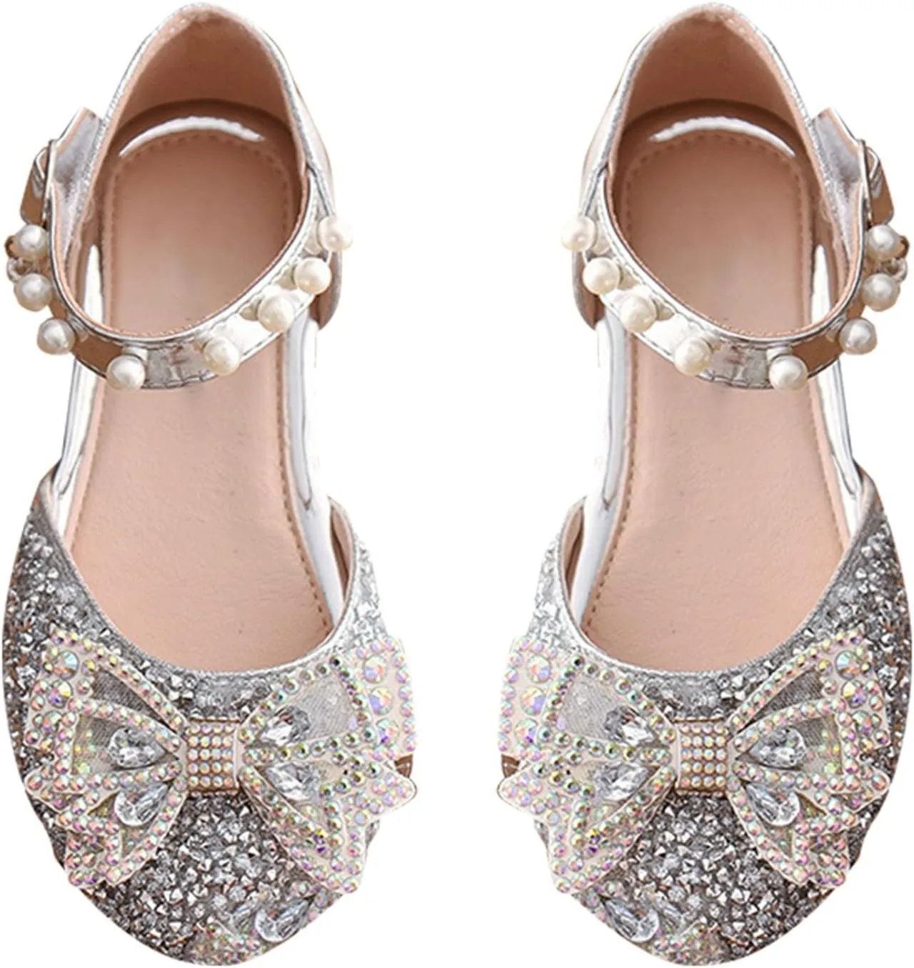Girls Infant Wedding Adorable Sandal Toddler parkle Ballet Flat Big Kids Glitter Mary Jane Ankle Strap Shoes