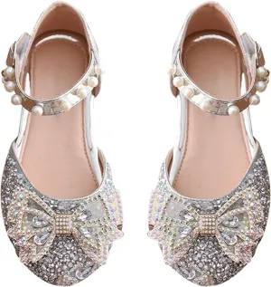 Girls Infant Wedding Adorable Sandal Toddler parkle Ballet Flat Big Kids Glitter Mary Jane Ankle Strap Shoes