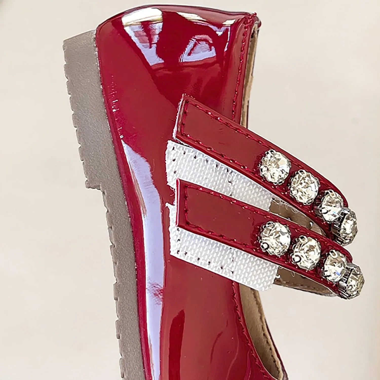 Girls Leather Flat𝐬 Mary Jane Dress Shoes with Pearl Strap Kids Wedding Part𝐲 School 𝗨niform 𝗠occasins Shoes