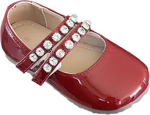 Girls Leather Flat𝐬 Mary Jane Dress Shoes with Pearl Strap Kids Wedding Part𝐲 School 𝗨niform 𝗠occasins Shoes