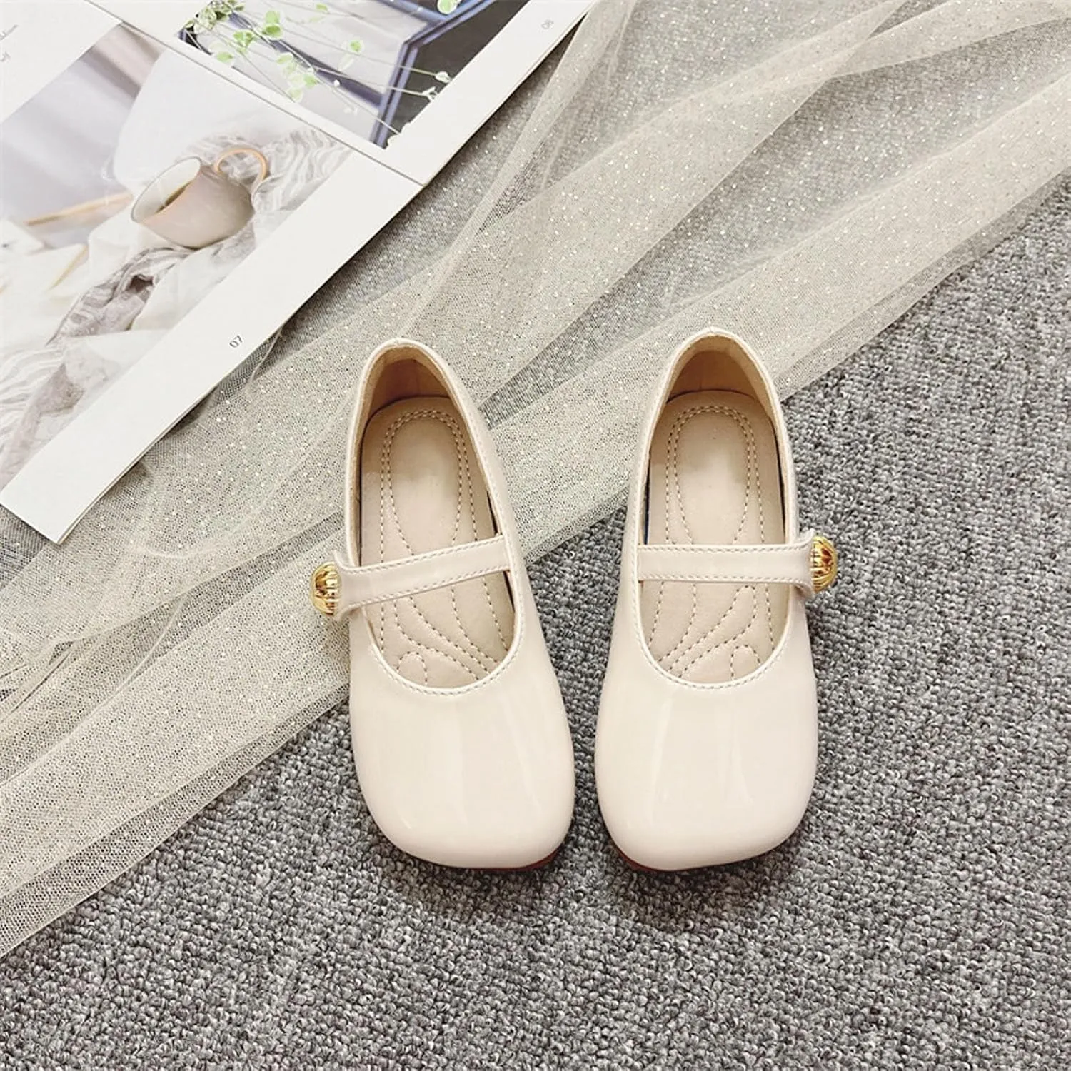 Girls' Leather Shoes Spring/Autumn Solid Color Flat Bottomed Low Top Breathable Non Slip Casual baby girls' clothes