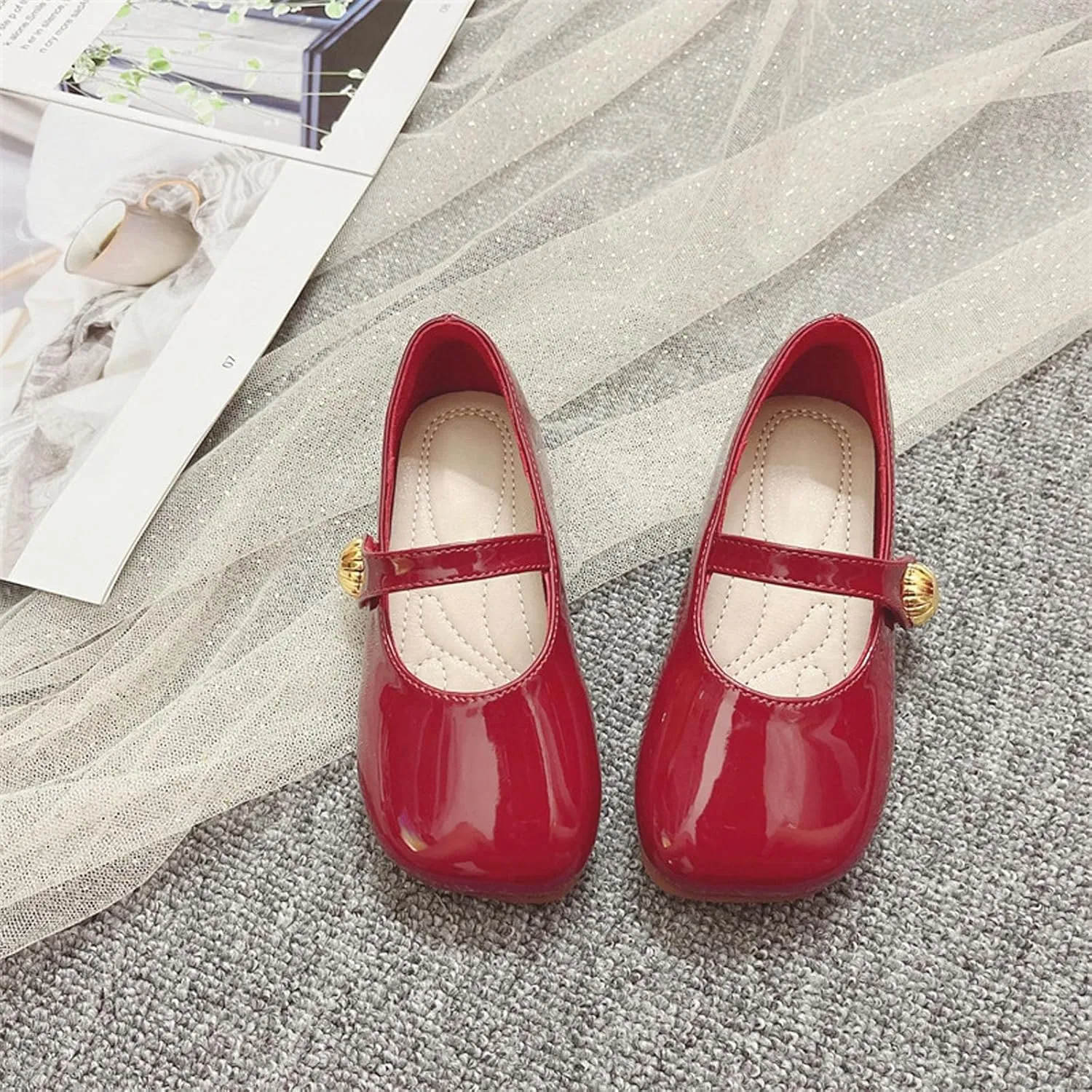 Girls' Leather Shoes Spring/Autumn Solid Color Flat Bottomed Low Top Breathable Non Slip Casual baby girls' clothes