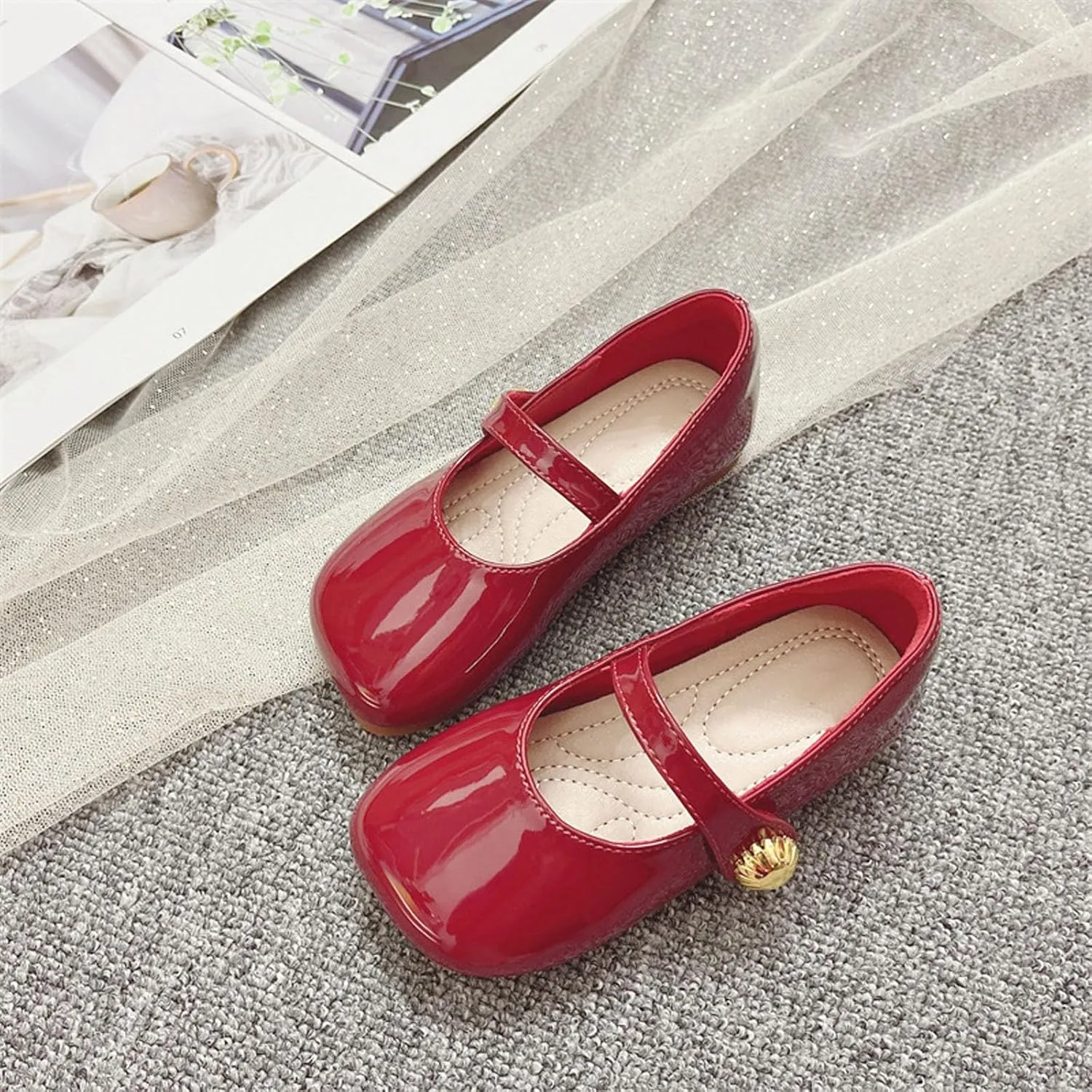 Girls' Leather Shoes Spring/Autumn Solid Color Flat Bottomed Low Top Breathable Non Slip Casual baby girls' clothes