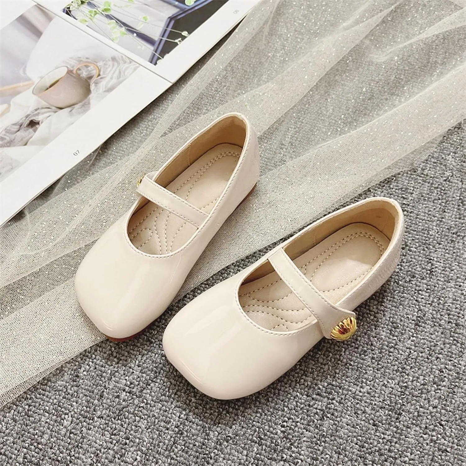 Girls' Leather Shoes Spring/Autumn Solid Color Flat Bottomed Low Top Breathable Non Slip Casual baby girls' clothes