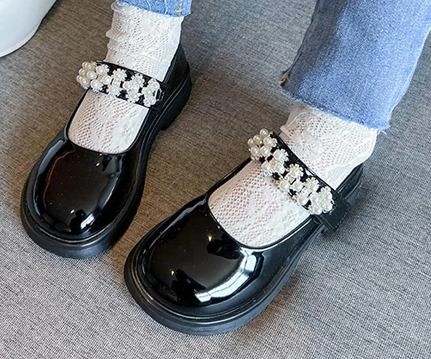 Girl's Mary Jane Dress Shoes School Shoes for Girls Ballet Flat with Rhinestone Strap for Party Wedding School Shoes