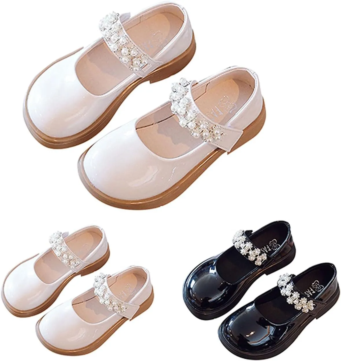 Girl's Mary Jane Dress Shoes School Shoes for Girls Ballet Flat with Rhinestone Strap for Party Wedding School Shoes