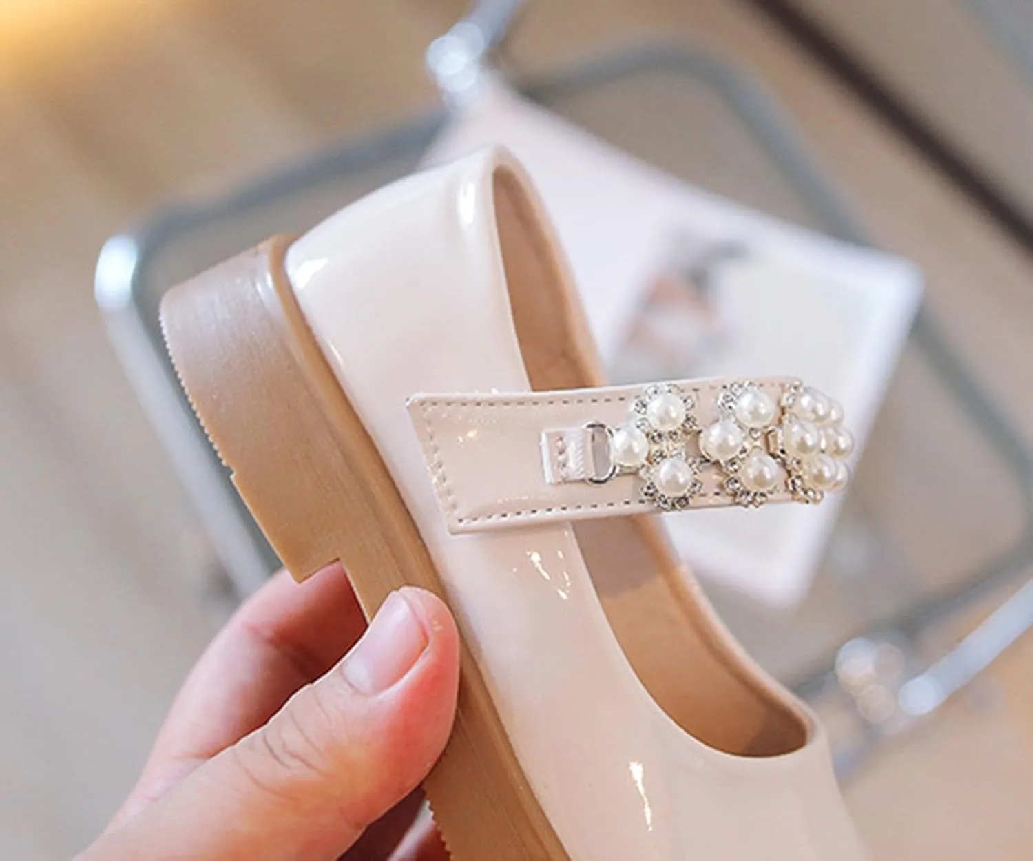 Girl's Mary Jane Dress Shoes School Shoes for Girls Ballet Flat with Rhinestone Strap for Party Wedding School Shoes
