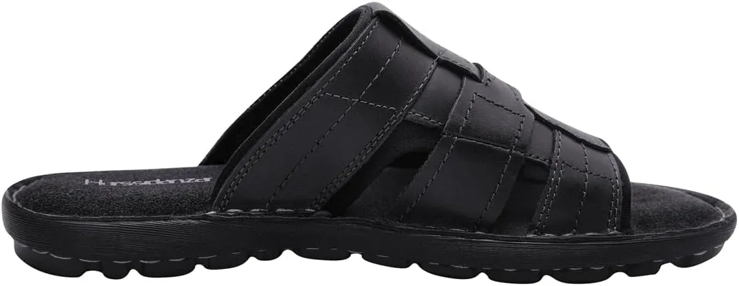 Harssidanzar Leather Slide Sandals for Men Memory foam Lightweight Summer Mens Sandals Outdoor Mens Beach slip on Sandal KM228US