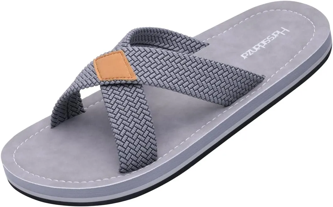 Harssidanzar Men Cross Slide Sandals Slip on Comfortable Lightweight Summer Slipper Shoes For Indoor and Outdoor Quick-Dry KM229US