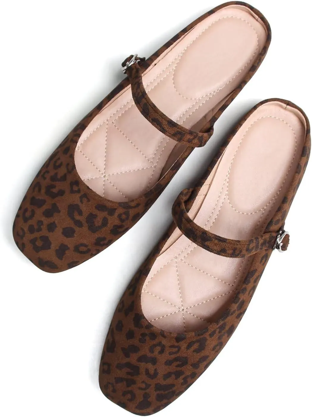 Hee grand Mules for Women Mary Jane Shoes Retro Square Toe Strap Backless Flat Mules Comfortable Flat Slippers