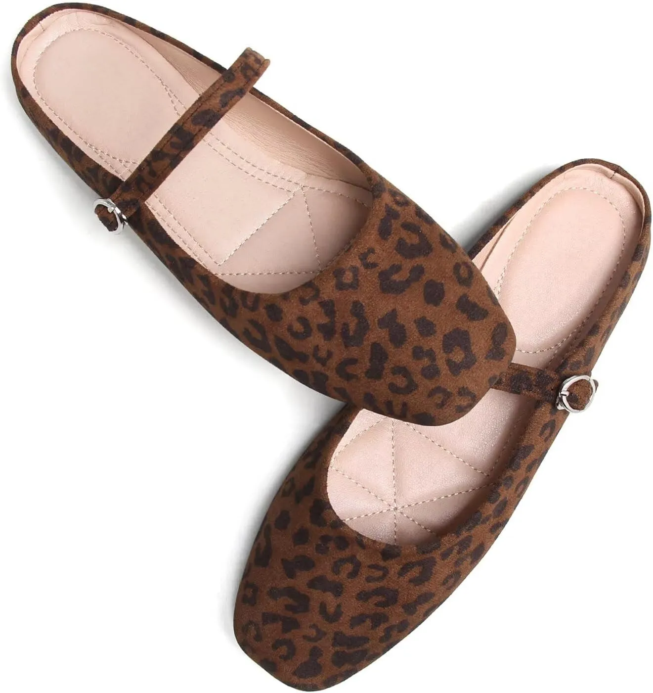 Hee grand Mules for Women Mary Jane Shoes Retro Square Toe Strap Backless Flat Mules Comfortable Flat Slippers