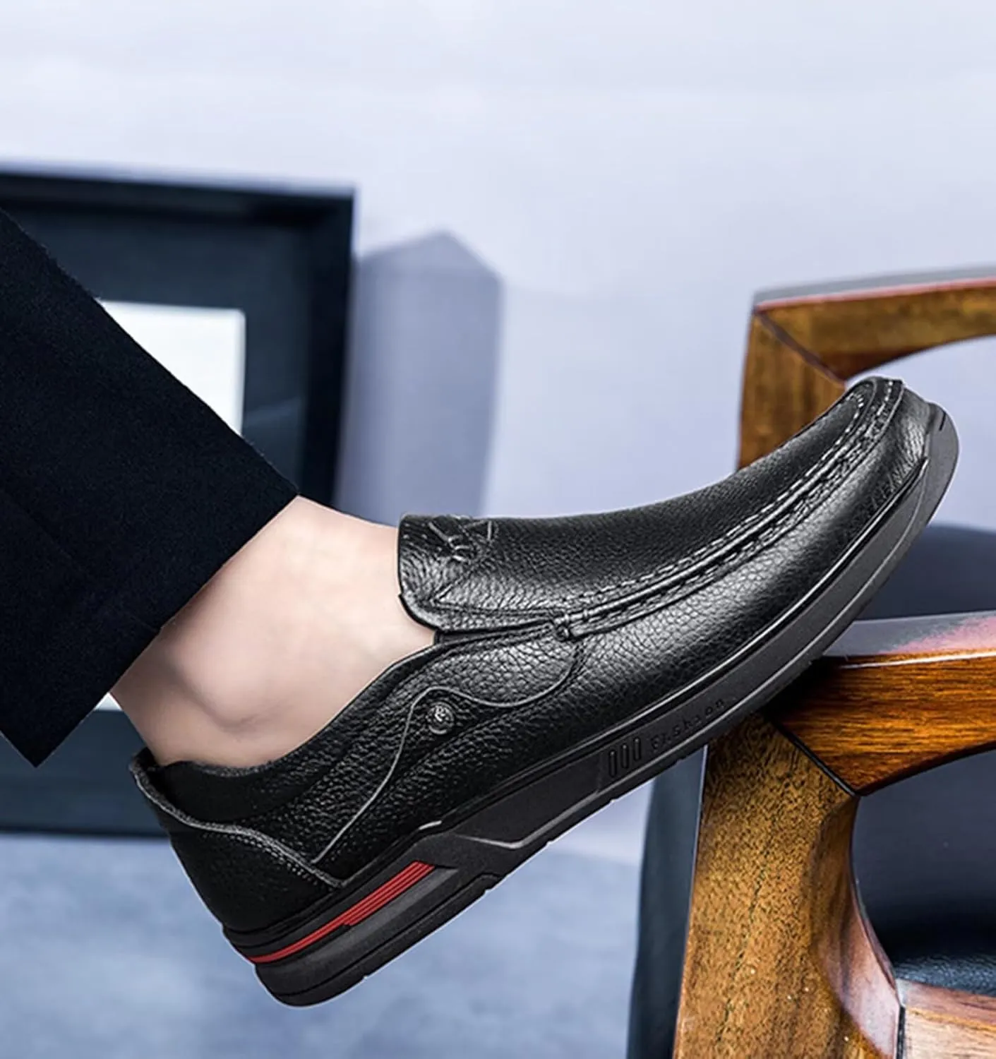HNVAVQ Mens Leather Loafers Driving Shoes Office Business Shoes Walking Shoes
