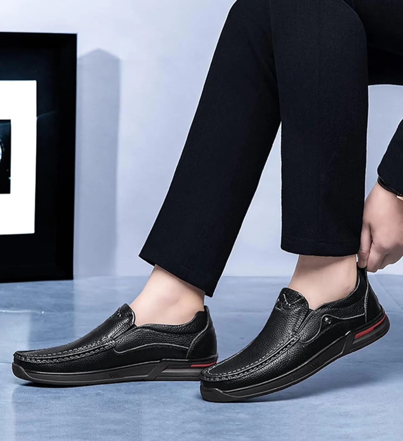 HNVAVQ Mens Leather Loafers Driving Shoes Office Business Shoes Walking Shoes