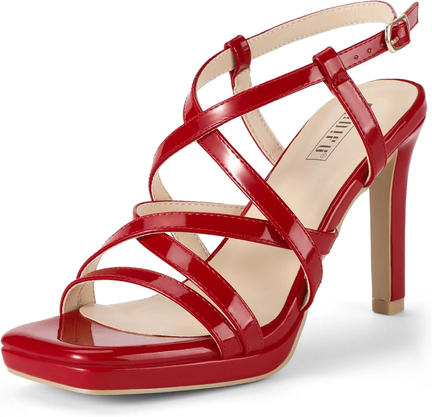 IDIFU IN4 Platform Heels High Strappy Slingback Stiletto Open Square Toe Heel Wedding Bridal Prom Party Heeled Sandals Dress Shoes For Women Comfortable Sexy Fashion Heels
