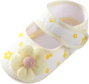 Infant Baby Girls Prewalker Floral Mary Jane Flats Non Slip First Walker Cirb Slippers Toddler Princess Dress Shoes