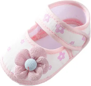 Infant Baby Girls Prewalker Floral Mary Jane Flats Non Slip First Walker Cirb Slippers Toddler Princess Dress Shoes