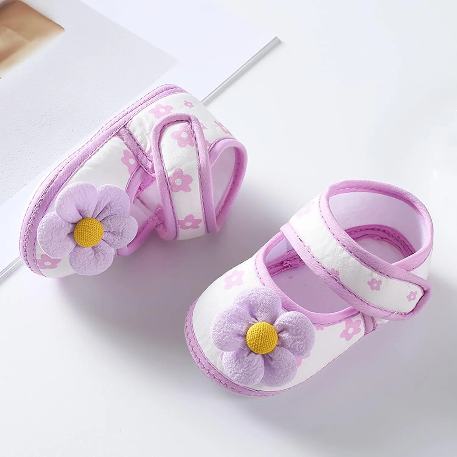 Infant Baby Girls Prewalker Floral Mary Jane Flats Non Slip First Walker Cirb Slippers Toddler Princess Dress Shoes