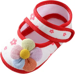 Infant Baby Girls Prewalker Floral Mary Jane Flats Non Slip First Walker Cirb Slippers Toddler Princess Dress Shoes
