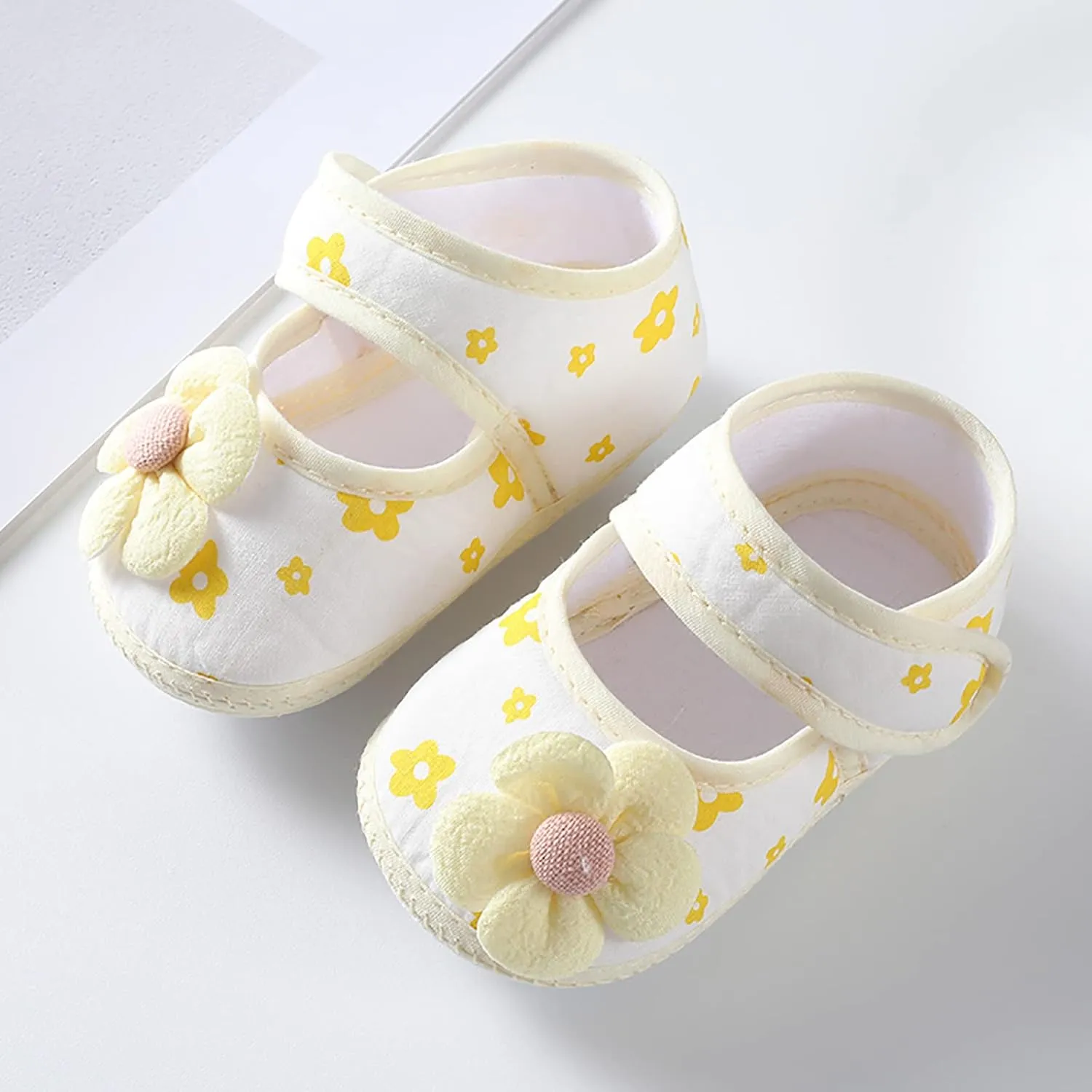 Infant Baby Girls Prewalker Floral Mary Jane Flats Non Slip First Walker Cirb Slippers Toddler Princess Dress Shoes