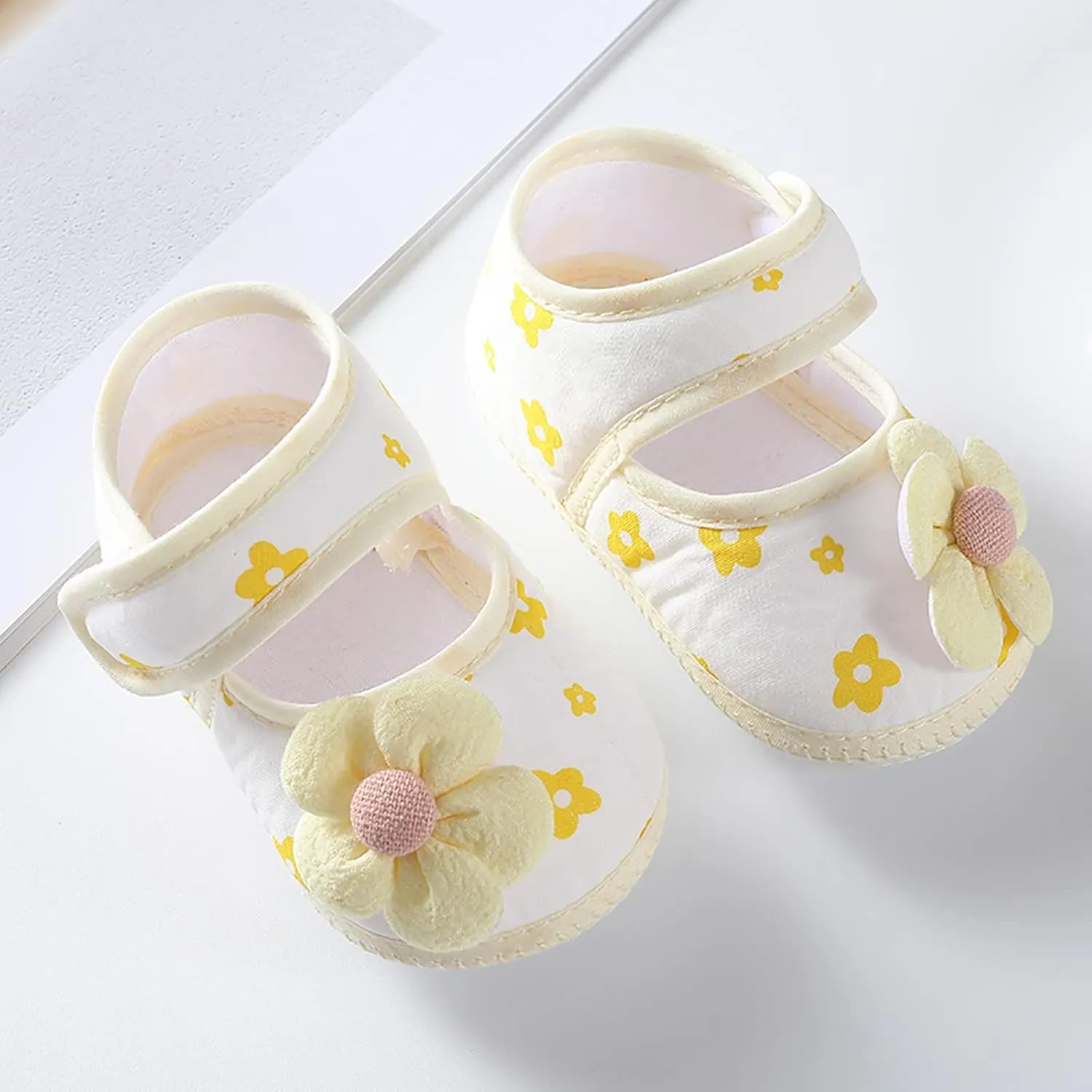Infant Baby Girls Prewalker Floral Mary Jane Flats Non Slip First Walker Cirb Slippers Toddler Princess Dress Shoes