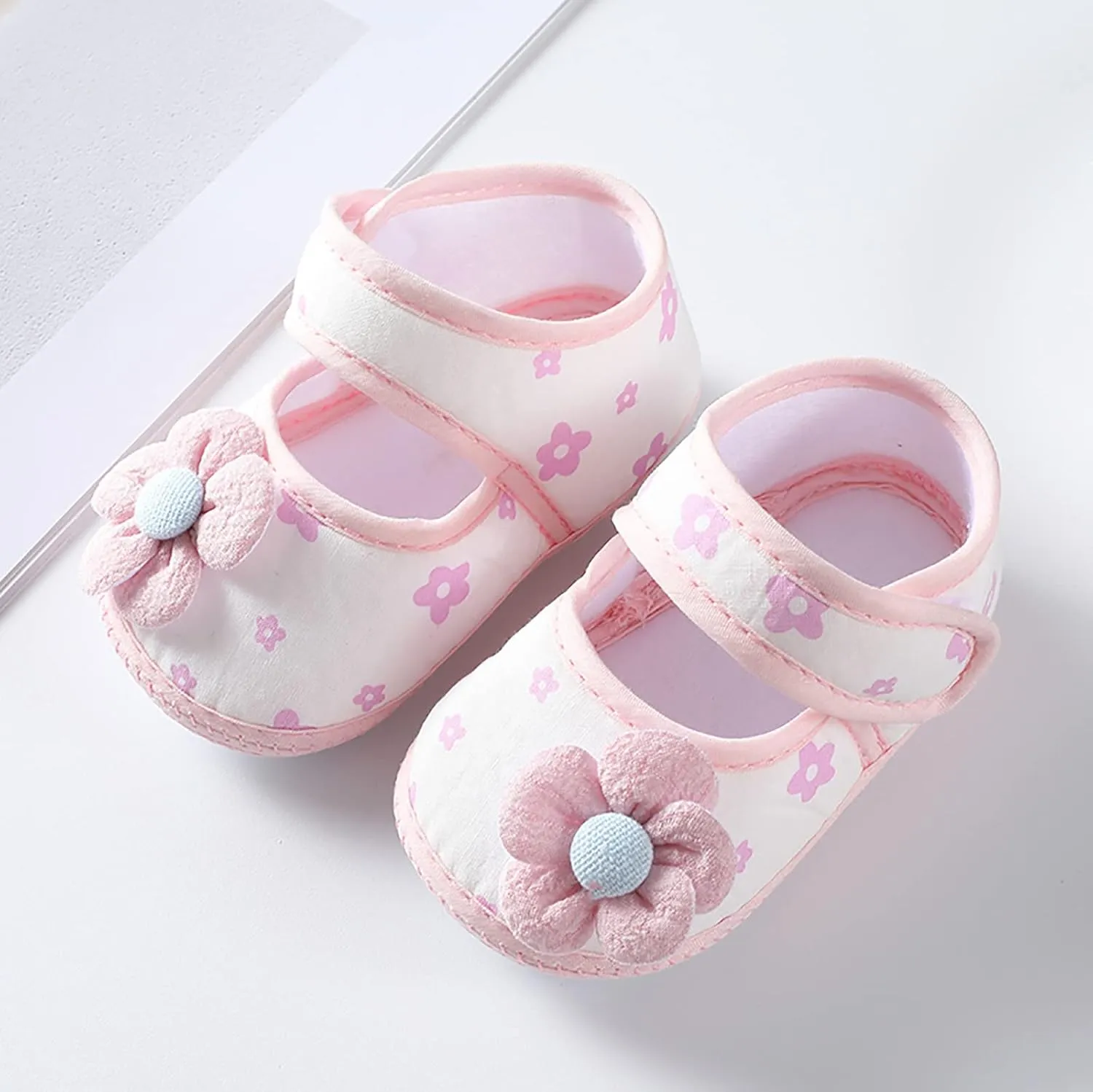 Infant Baby Girls Prewalker Floral Mary Jane Flats Non Slip First Walker Cirb Slippers Toddler Princess Dress Shoes