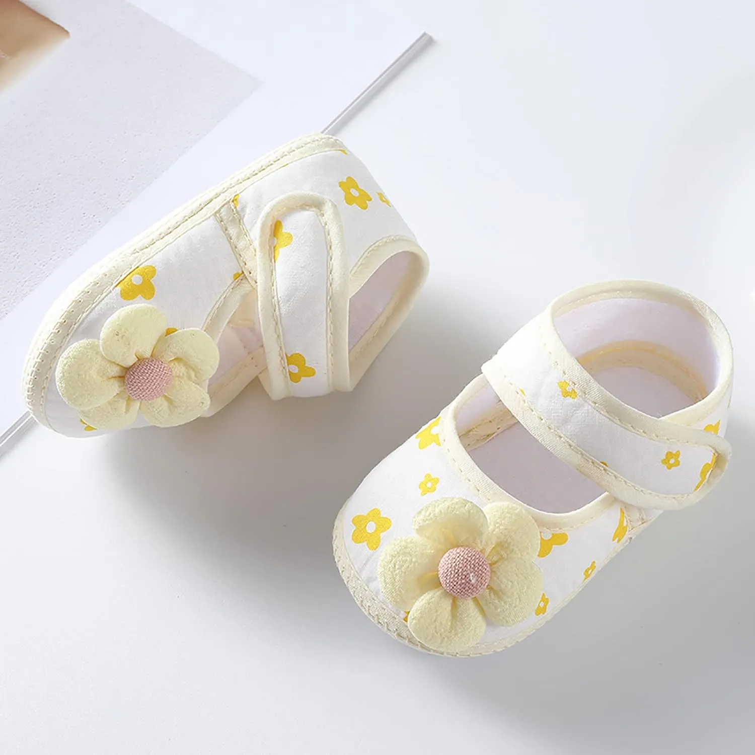 Infant Baby Girls Prewalker Floral Mary Jane Flats Non Slip First Walker Cirb Slippers Toddler Princess Dress Shoes