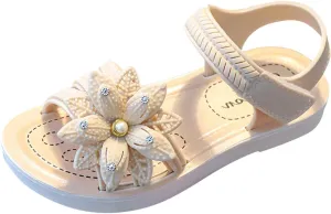 𝗣ink Flower Princess Sandals For Girls Open Toe Wide Dress Shoes With Strap Girls Kids Summer Casual Beach Pool Loafers