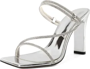 Joseywade Chunky Heels For Women Strappy High Heel Mules 3.5" Heeled Sandals Open Toe Shoes