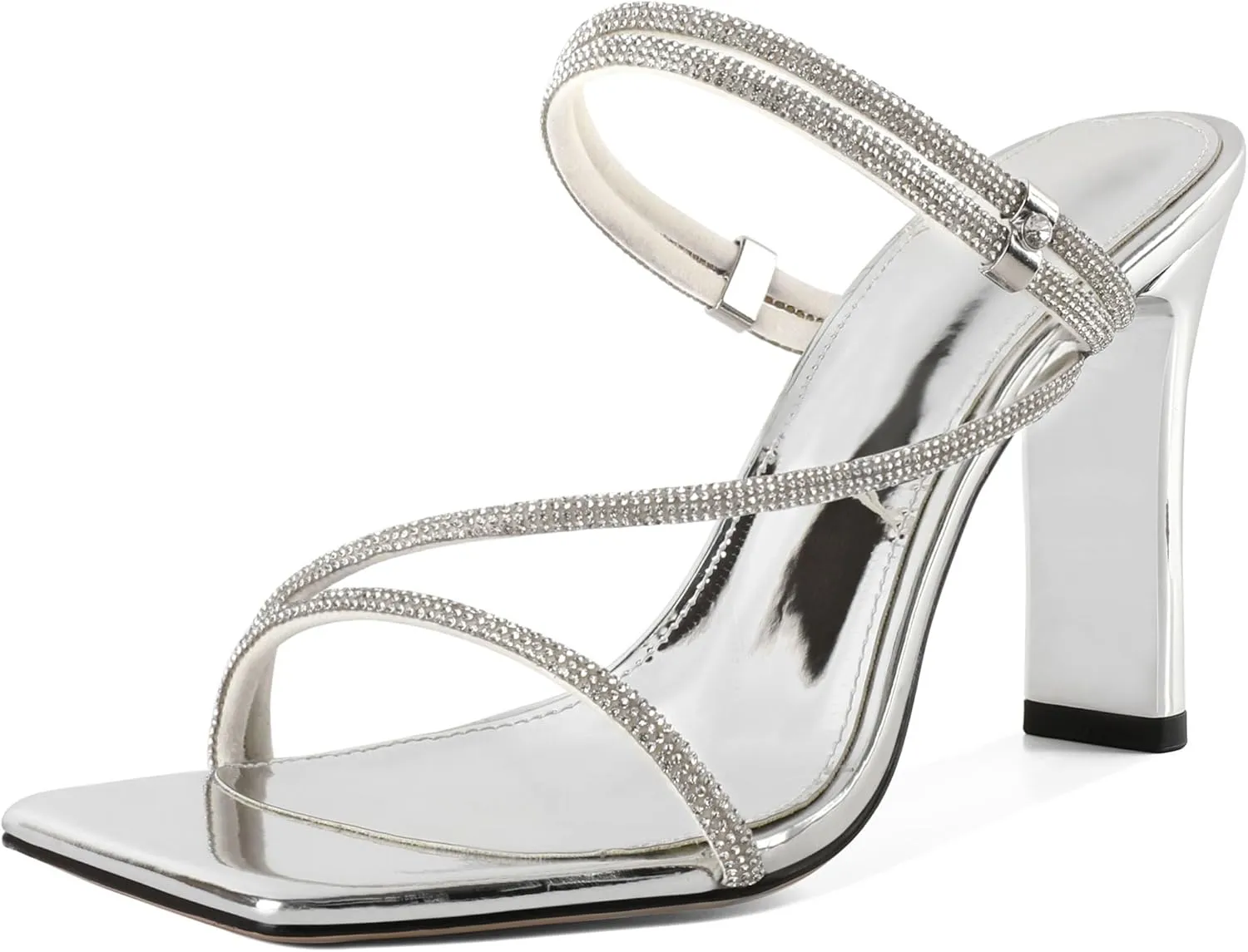Joseywade Chunky Heels For Women Strappy High Heel Mules 3.5" Heeled Sandals Open Toe Shoes