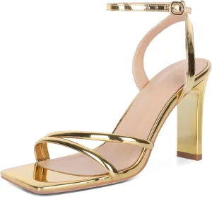 Joseywade Chunky Heels Women Strappy High Heels 3.5" Heeled Sandals Open Toe Shoes