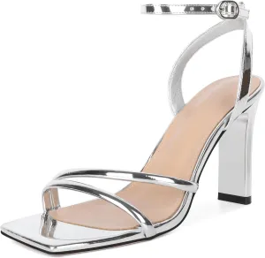 Joseywade Chunky Heels Women Strappy High Heels 3.5" Heeled Sandals Open Toe Shoes