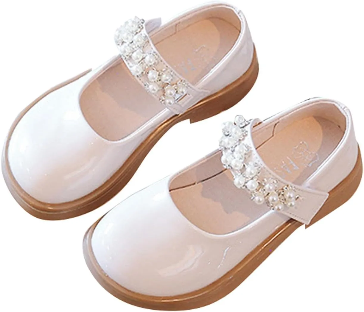 Kids Girls Shoes Spring/Autumn Solid Color Thick Soles With Bright Pearl Straps Dance Shoes Party infant girl dresses