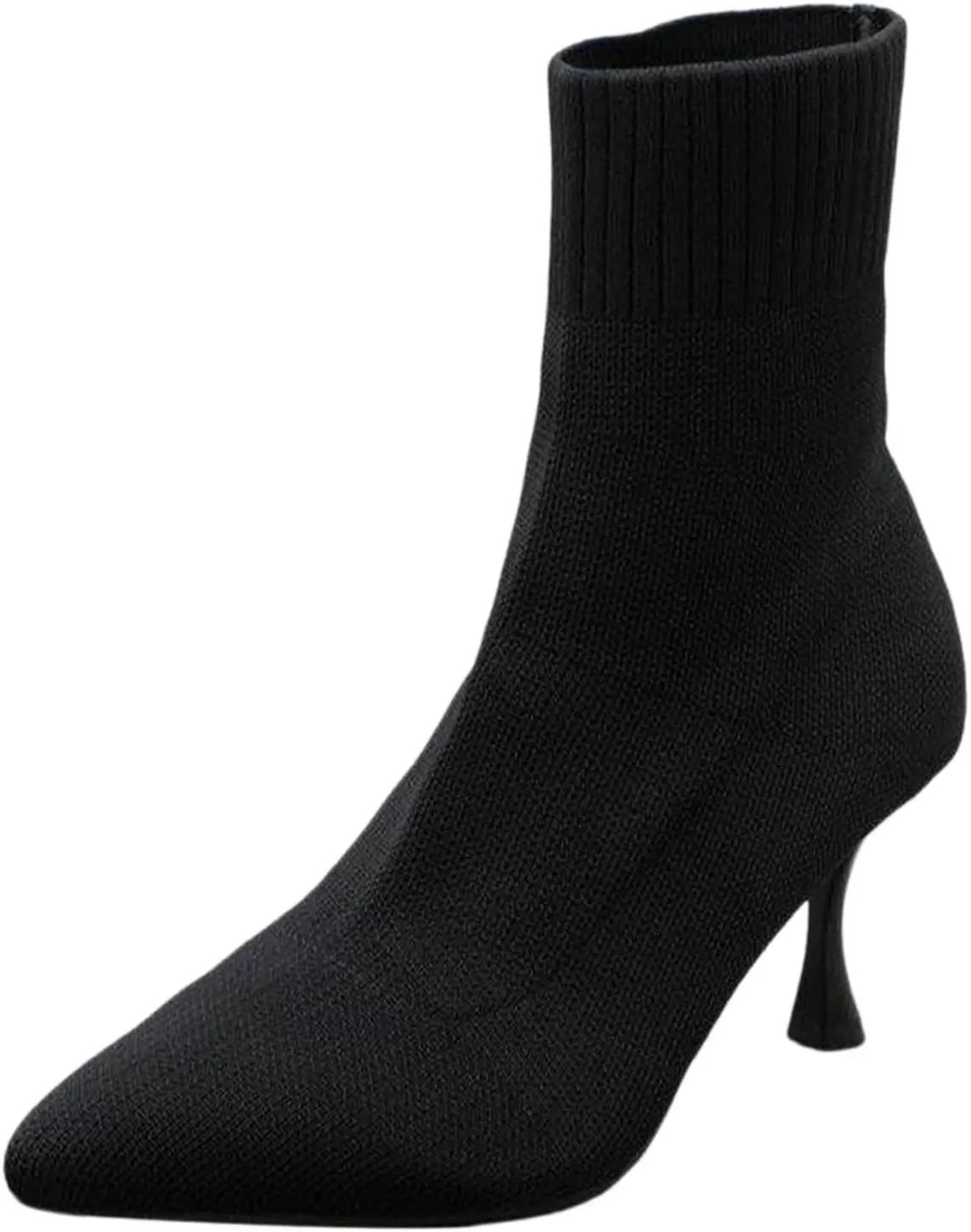 Ladies Solid Color Simple Casual Knitted Breathable Socks High Heels Fine Heeled Mid Pointed Boots for Women Patterned