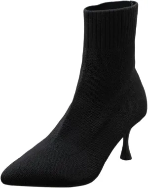 Ladies Solid Color Simple Casual Knitted Breathable Socks High Heels Fine Heeled Mid Pointed Boots for Women Patterned
