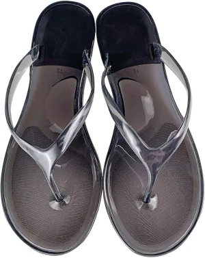 Ladies Summer Transparent Jelly Crystal Flat Bottom Toe Flip Flops Beach Sandal Slippers Womens Boot Slippers Size 6