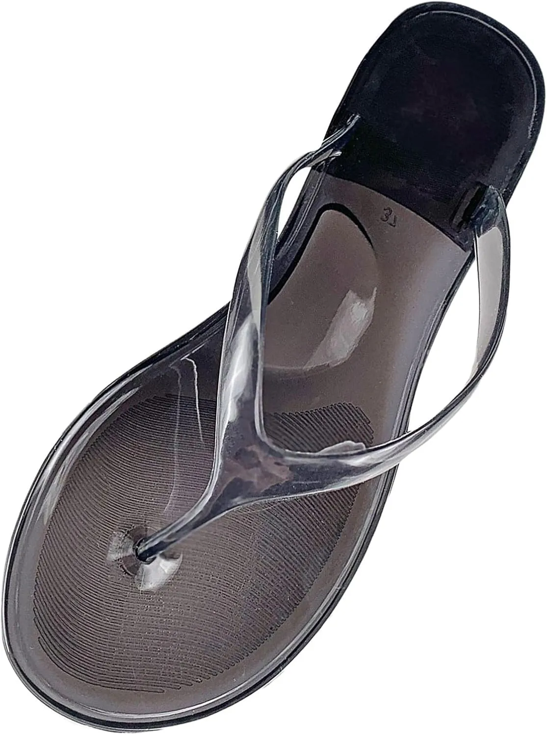 Ladies Summer Transparent Jelly Crystal Flat Bottom Toe Flip Flops Beach Sandal Slippers Womens Boot Slippers Size 6