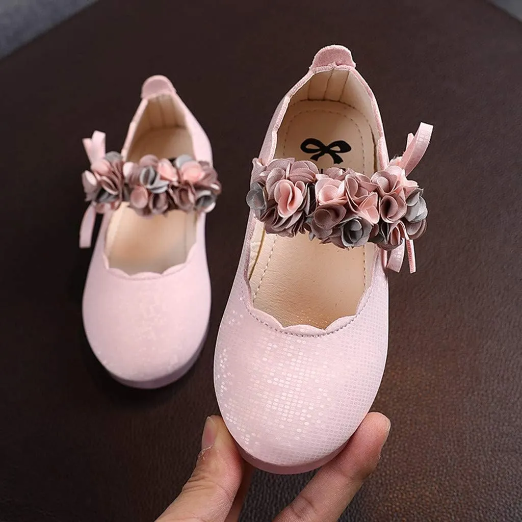 Little Toddler Girls Floral Dress Shoes Princess Soft Sole Ballerina Ballet Flat𝘀 Kids Mary Jane Prewalker Shoes