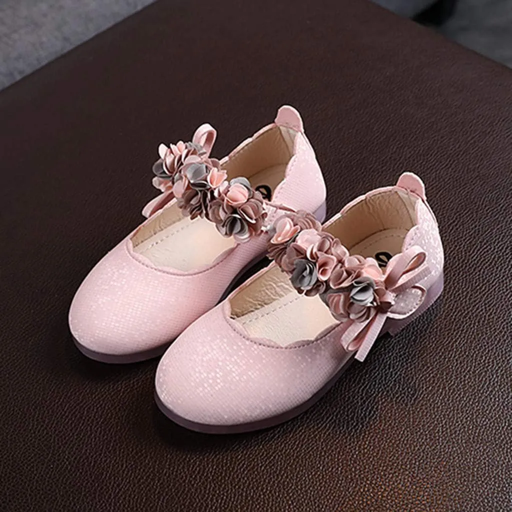 Little Toddler Girls Floral Dress Shoes Princess Soft Sole Ballerina Ballet Flat𝘀 Kids Mary Jane Prewalker Shoes