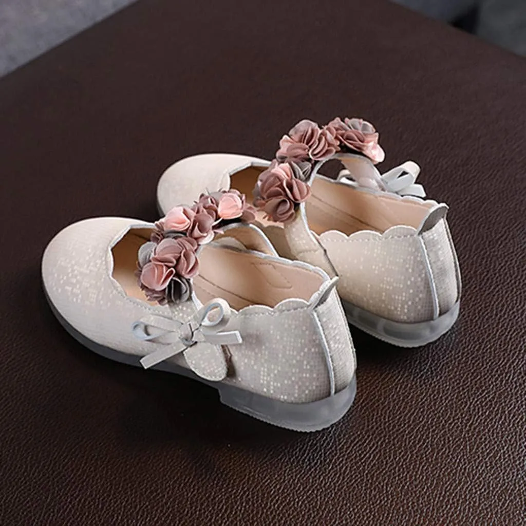 Little Toddler Girls Floral Dress Shoes Princess Soft Sole Ballerina Ballet Flat𝘀 Kids Mary Jane Prewalker Shoes